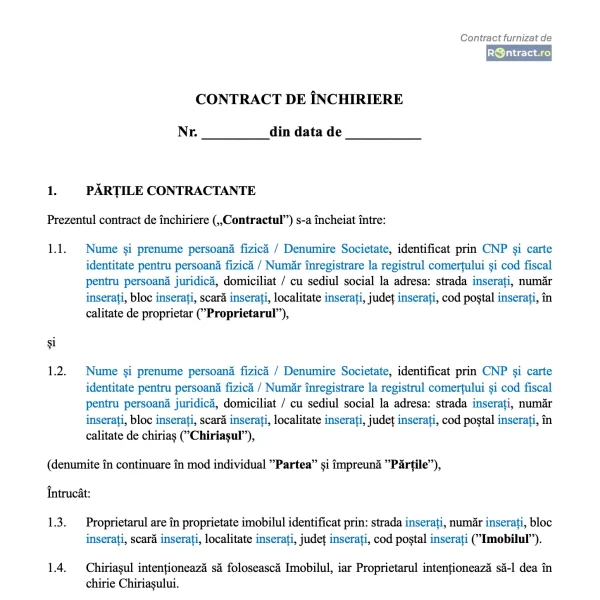 model contract prestări servicii