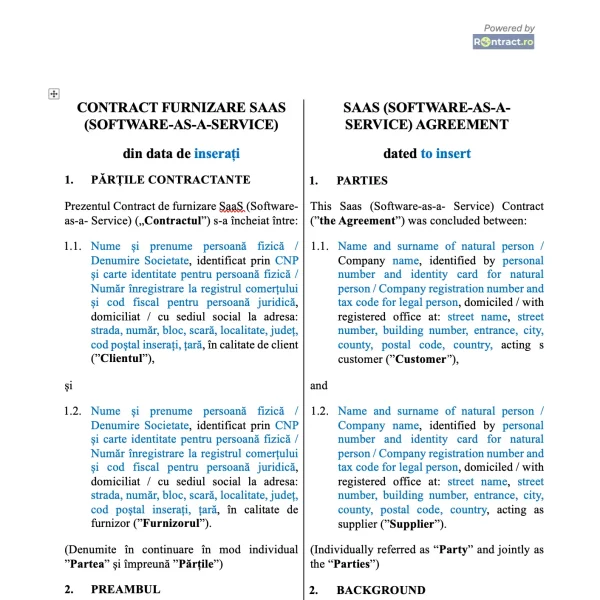 extras contract software furnizare SaaS bilingv