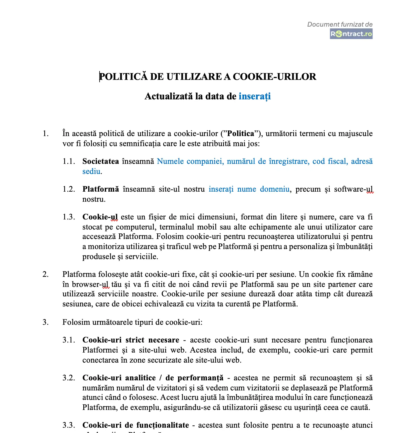 extras model politică cookies