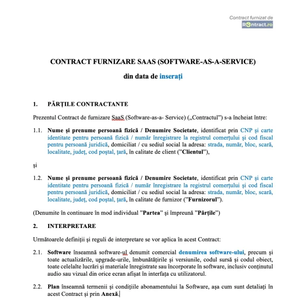 extras contract software furnizare SaaS