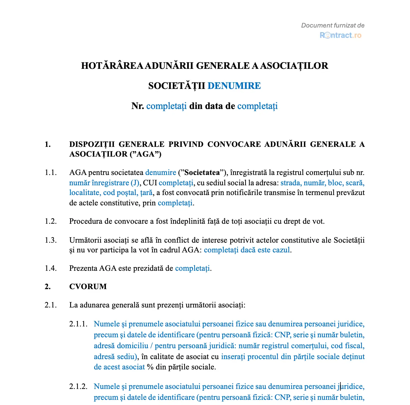 extras hotărâre aga schimbare administrator